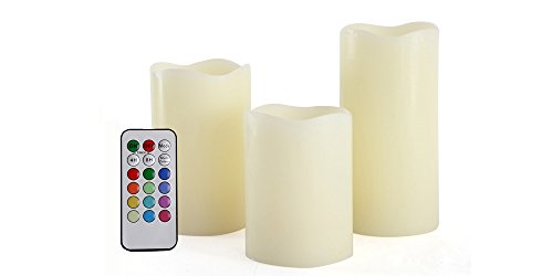 Candle Choice Vanilla Scented Real Wax Color Changing Led Flameless Candles With Remoteamp Timer Set Of 3