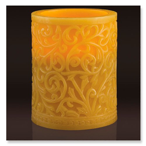 Cinnamon Scented Flameless Led Candle - Embossed Swirl Design