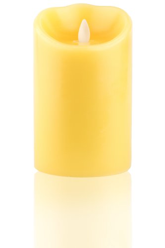 Claire Candle  Luminara Flameless Candles Pillar 35&quot X 5&quot Yellow Color vanilla Scented Realistic Flame Led