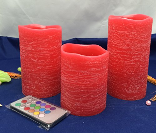 Flameless Candles With Timer-real Wax Red Rustic-floral Scentedbattery Operated Color Changing Flickernight