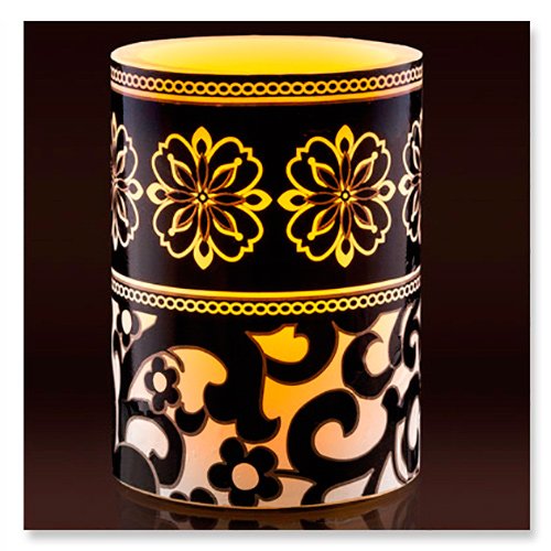 Strawberry Scented Flameless Led Candle - Blackamp White Floral Print Design