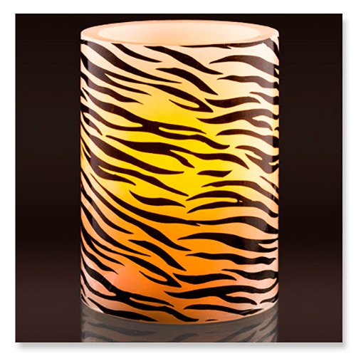Vanilla Scented Flameless Led Candle - Zebra Print Design