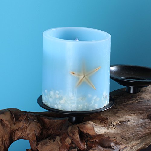 Home impressions Seastar Flameless LED Candle with Timer that Work with 2 D Batteries 4 x 4 Blue