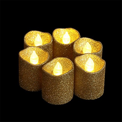 Gold Glitter Led Votive Candle Flameless Tealight Candle Battery Powered For Wedding Christmas Party Celebration