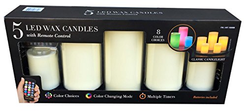 5 LED Wax Candles with Remote Control Color Changing Mode Multiple Timers
