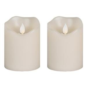 Gerson 42542 - 3 x 4 Ivory Vanilla Scent Wavy Edge Motion Flame LED Wax Candle Light with Timer 2 pack