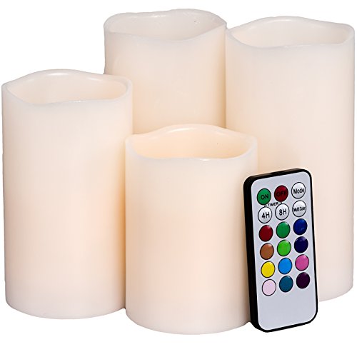 GreenLighting Flameless Candle Set - Color Changing LED Wax Candles w Remote