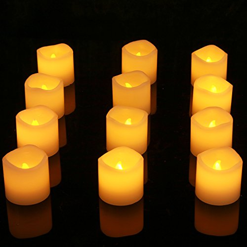 Homemory 2 Inch Led Flameless Candles Ivory Colored Wax And Amber Yellow Flame Pack Of 12 Battery Operated Electric