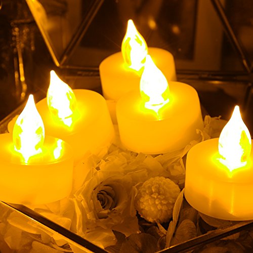 6 PCS Premium Flameless Tealights with Timer LED Tealights Battery Powered Tealights Battery-operated Tea Lights with Timer Long Battery Life 200 Hours Battery Life