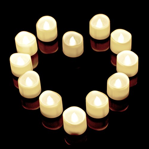 Flameless Candles12 White Bright Flickering Bulb Battery Operated Realistic Decor Unscented LED Tea Light CandleTimer LED Mars Flameless CandlesFake CandlesTealights For Halloween Christmas