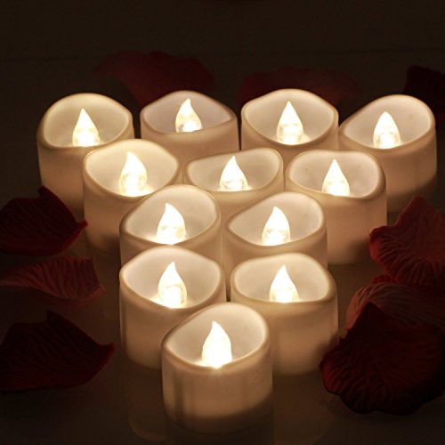 LGEGE LED Candles Set of 12 Battery Operated Tea Lights with 6 Hour Timer and Warm White Flame