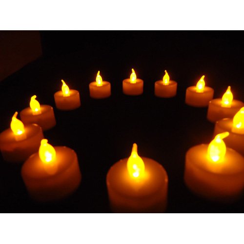 SODIALÂ 12 Flickering Candle Set Runs on Batteries Flickers Like a Real Candle Battery Operated Tealight Candles Flameless Candle Wedding Tea Light One Dozen Long Lasting Batterry Life