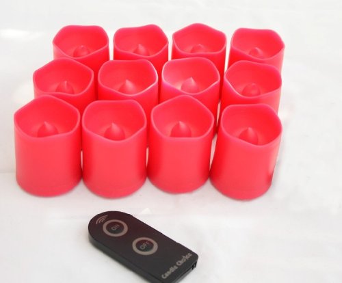 Candle Choice Set Of 12 Red Plastic Flameless Led Votive Candles With Remote