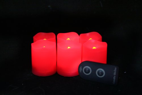 Candle Choice Set Of 6 Red Plastic Flameless Led Votive Candles With Remote
