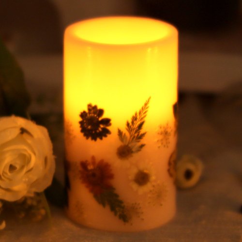 Dfl 35 Inch Red Flower Flameless Led Pillar Candle With Timerwork With 2 C Batteriesembossed Colorful Flower