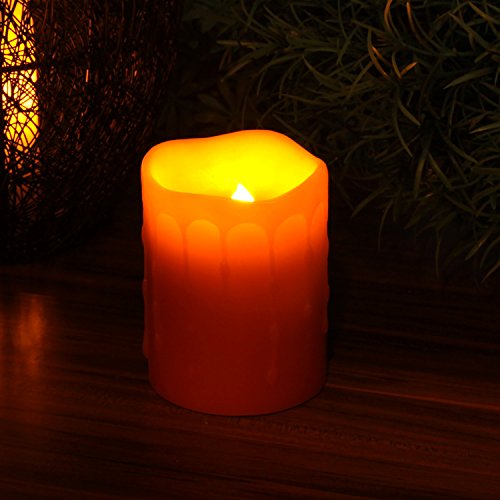 Home Impressions Battery-powered Flameless Dripping Led Candle With Timer 3 X 4 Red