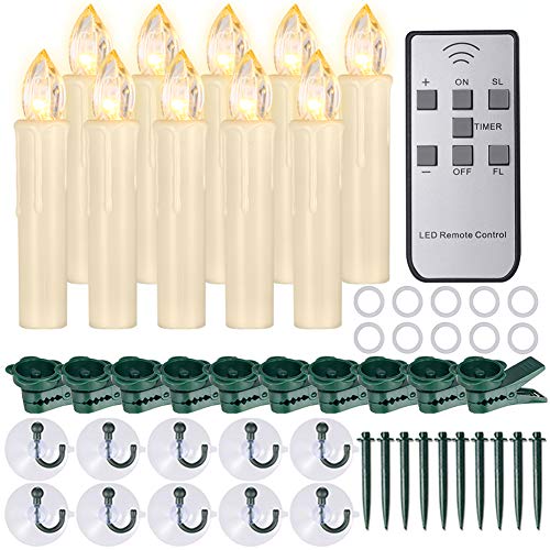 PChero Christmas Window Candles 10pcs Large Size Battery Operated LED Flameless Taper Tea Lights Candles with Timer Last up to 200 Hours Perfect for Home Indoor Outdoor Holiday Tree Decorations