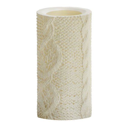 Candle Impressions CAT61090WH00 6-Inch Aran Diamond Knit Flameless Candle Unscented White