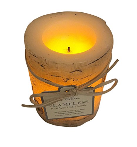 Candle Impressions Flameless LED Real Wax 4 Birch Bark Pillar