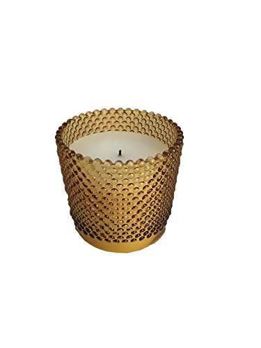 Candle Impressions Flameless LED Real Wax Glass Jar Candle- Hobnail Amber