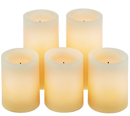 Candle Impressions Ombre Design Pillar Real Wax Flameless Candles Wauto Timer Feature - Set Of 5 - Buttercream