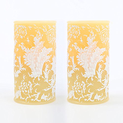 Candle Impressions Set of 2 Faux Wick Floral Flameless Spring Wedding Candle with Timer