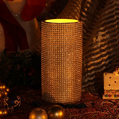 Home Impressions Lattice Pattern Flameless Led Pillar Candle With Timer 3 X 6&quot Gold