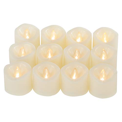 12 Flameless Votive Tealight Candles with Timer - 6-hour On 18-hour Off Daily Cycle Flickering Battery Operated LED Electric Tea Lights Christmas Xmas Décor Wedding Party Decorations Batteries Incl