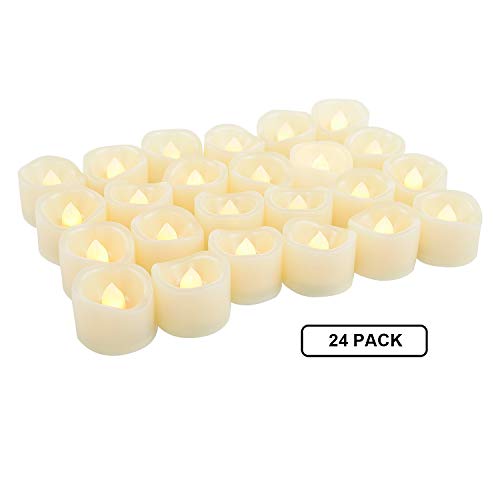 24 Pack LED Tea Lights Battery Operated Flameless Candles Fake Flickering Electric Tealight Candle Set for Home Décor Party Wedding Christmas Decorations Batteries Included Wave Open Cream White