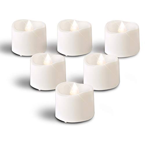 Homemory Bright White Battery Tea Lights Bulk Set of 12 Flameless LED Tea Candles Electric Tea Lights with Flickering Long-Lasting Battery Life 14 D X 125 H