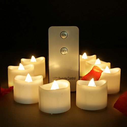 Youngerbaby 12pcs Warm White Battery Operated LED Tea Lights with Remote Control Flickering Flameless Electric Tealight Candles for Indoor Derocation Wedding Christmas Outdoor Party