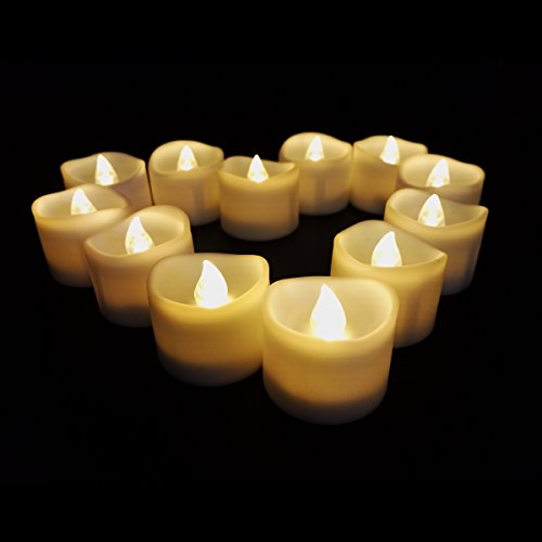 12 Pack EMiEN Battery Operated Flameless Votives Candles LED Tealight Candles with Timer Flickering Flame Electric Fake Candle for Christmas Wedding Holiday Party Decoration Warm White