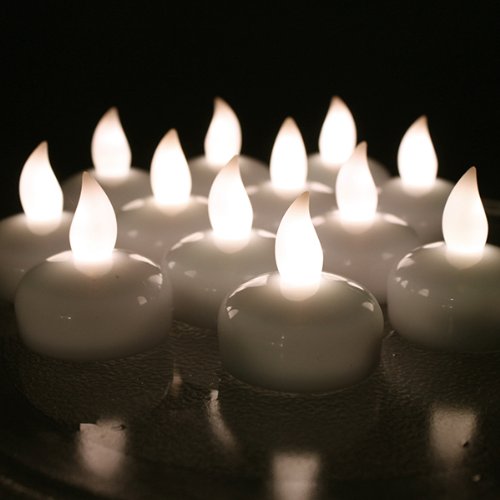 AGPtek 12PCS Battery Operated Waterproof LED Flickering Flameless Tealight Candles for Wedding Birthday Party Floral Christmas Decoration - Warm White
