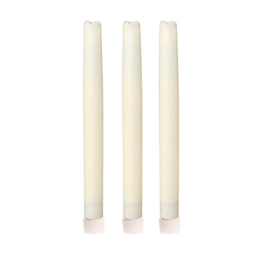 LED Flameless Taper Candle 9 Dripless Real Wax Electric Candle with Timer Function Battery Operated Candle for Home and Parties Decoration Pack of 3 Ivory