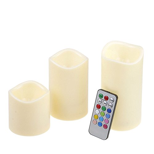 Hipstone Led Lights Battery Operated Flameless Unscented Ivory Waxamp Amber Multicolor Flame Candles With Remote
