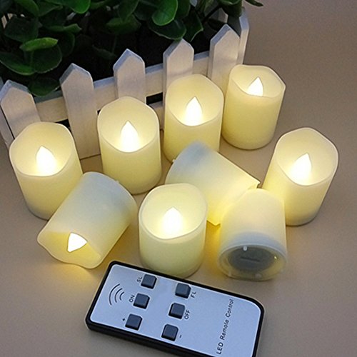 Laprobing 9 Pcs Battery Operated Led Votive Tea Lights Candles Flameless Candles With Remote Control Extended