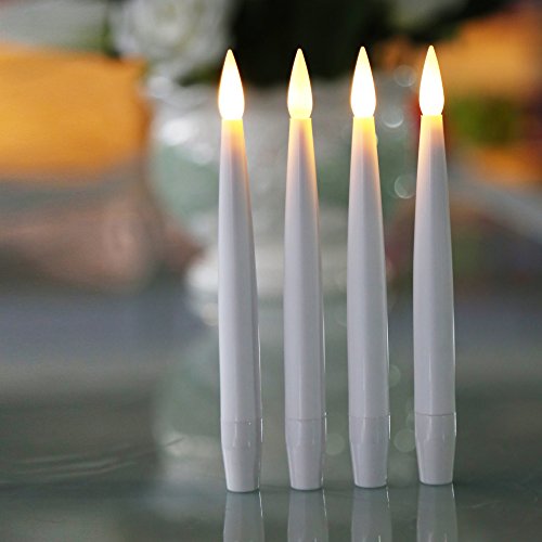 4 Set Smooth 6 Inch High White Flickering Led Flameless Candles Indoor Outdoor Battery Festive Occasions Centerpieces