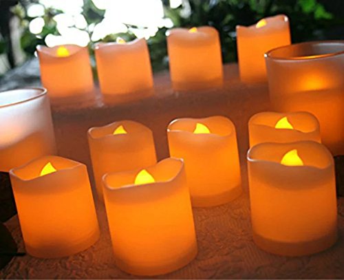 Adeeing Realistic and Bright Flickering Bulb Battery Operated Flameless LED Tea Light for Seasonal Festival Celebration Pack of 48 Electric Fake Candle in Warm White and Wave Open