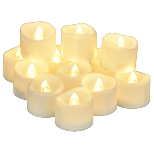 Elander Led Tea Lights Flameless Candle With Timer, 6 Hours On And 18 Hours Off, 1.4 X 1.6-inch., 12 Pieces, White