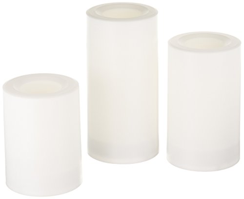 Inglow Flameless Round Outdoor Candles With Timer White Set Of 3