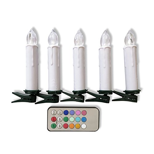 Qicai H Flameless Led Taper White Candles Battery Operated With Remote timer Flickering Light Multi Color