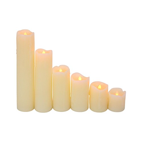Variety Set Of 6 Cream Slim Wax Drip Flameless Candles With Bright Warm White Leds Batteries Included Suitable