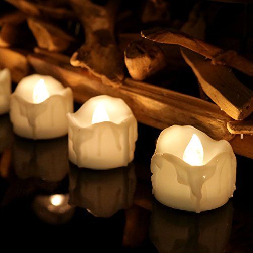 Youngerbaby 24pcs Warm White Flickering Timing Function Led Tea Light Candles (with Decor Rose Petals) Flameless