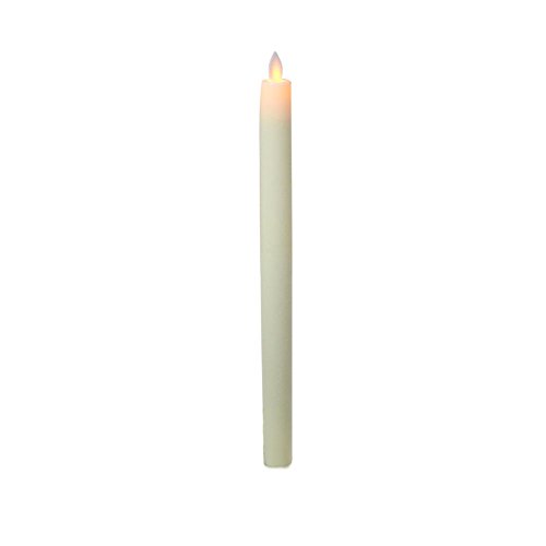 Mystique Flameless LED Taper Candle 12 inch Battery Operated Moving Flame Timer Feature Ivory