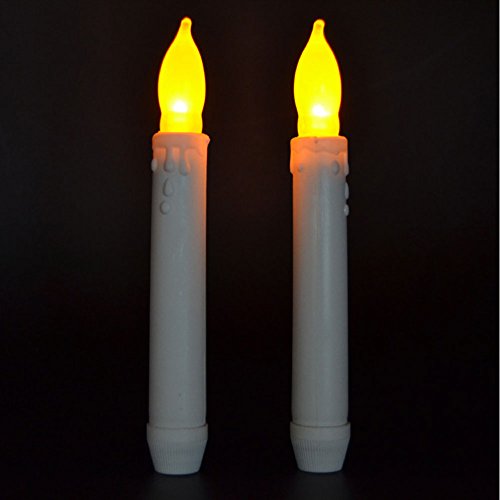 Rabiki Pack of 12 Amber Flickering Flameless Taper Candles With Timer6 hours on18 hours offBattery Not Included