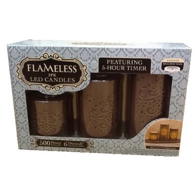 Flameless Led Candles - 3pk 5-hour Timer Realistic Wickamp Unscented Wax