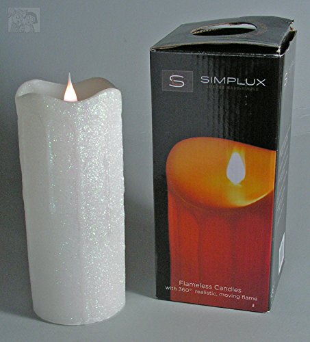 Simplux Flameless Glistening White Candle With Realistic Moving Flame 3&quot X 7&quot