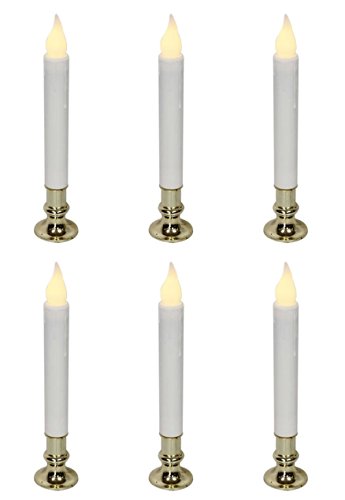 LED Candle Lights Timer Battery Flameless Warm White 9in 6pk Gold Base Wireless