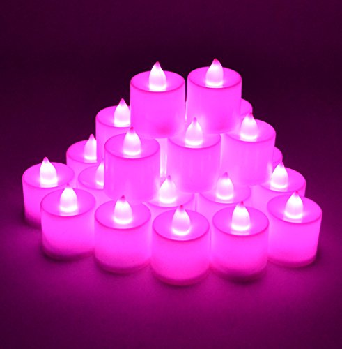 Samyo Set Of 24 Battery Flamelessamp Smokeless Led Tealight Candles - Pink Candlelight