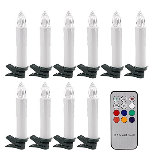 Tree LED Candle Light ONEVER Battery Powered Remote Control Flameless LED Candle Light RGB Christmas Candle Lights with Detachable Clip for Christmas Decoration Wedding Halloween Thanksgiving